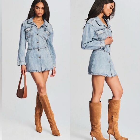 NWT SER.O.YA Laura Denim Mini Dress - Picture 1 of 11